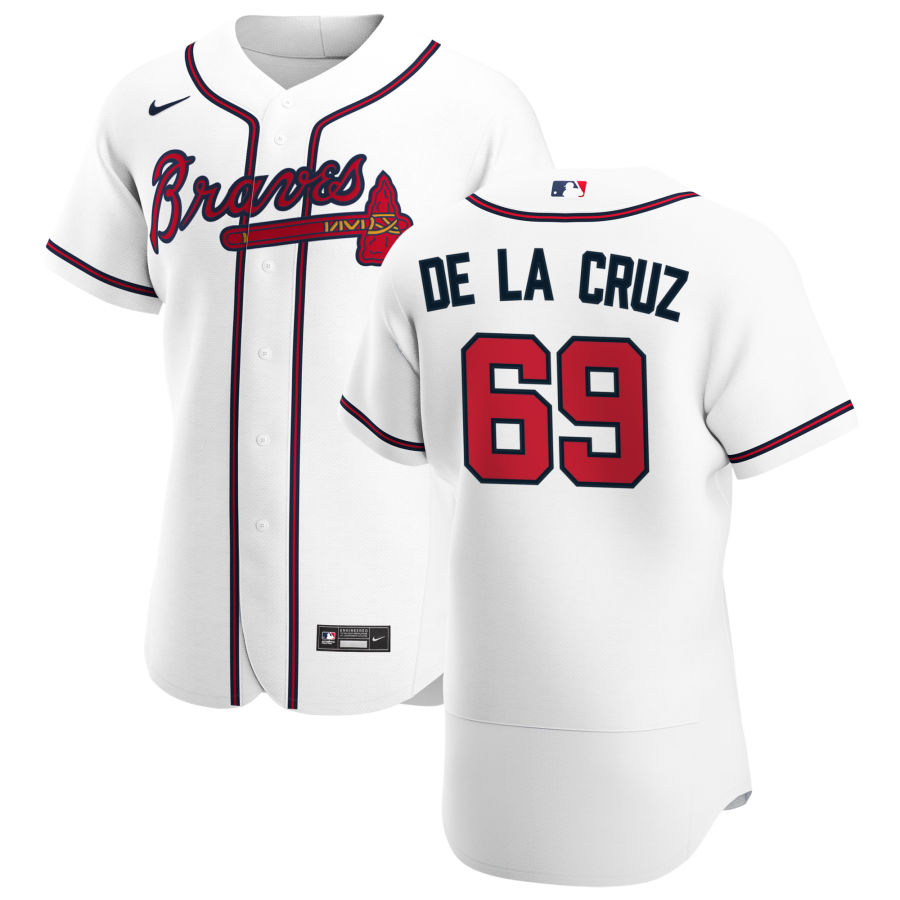 Atlanta Braves 69 Jasseel De La Cruz Men Nike White Home 2020 Authentic Player MLB Jersey